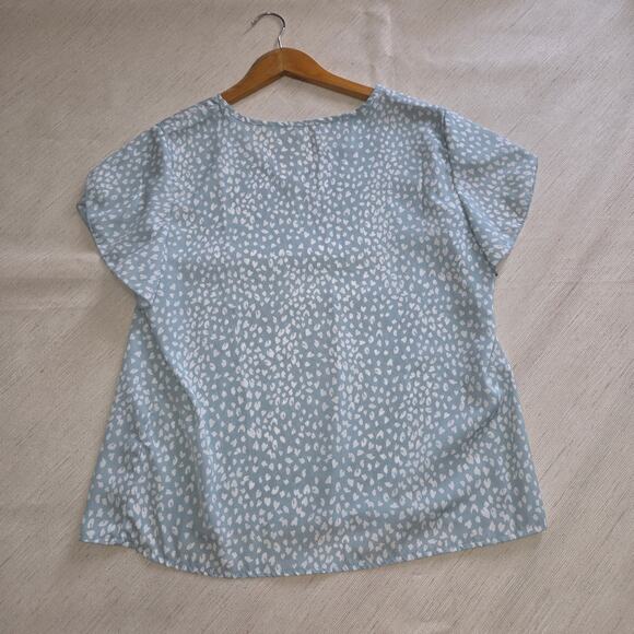 Shein blue white silky v-neck blouse woman's size Large - Picture 2 of 4